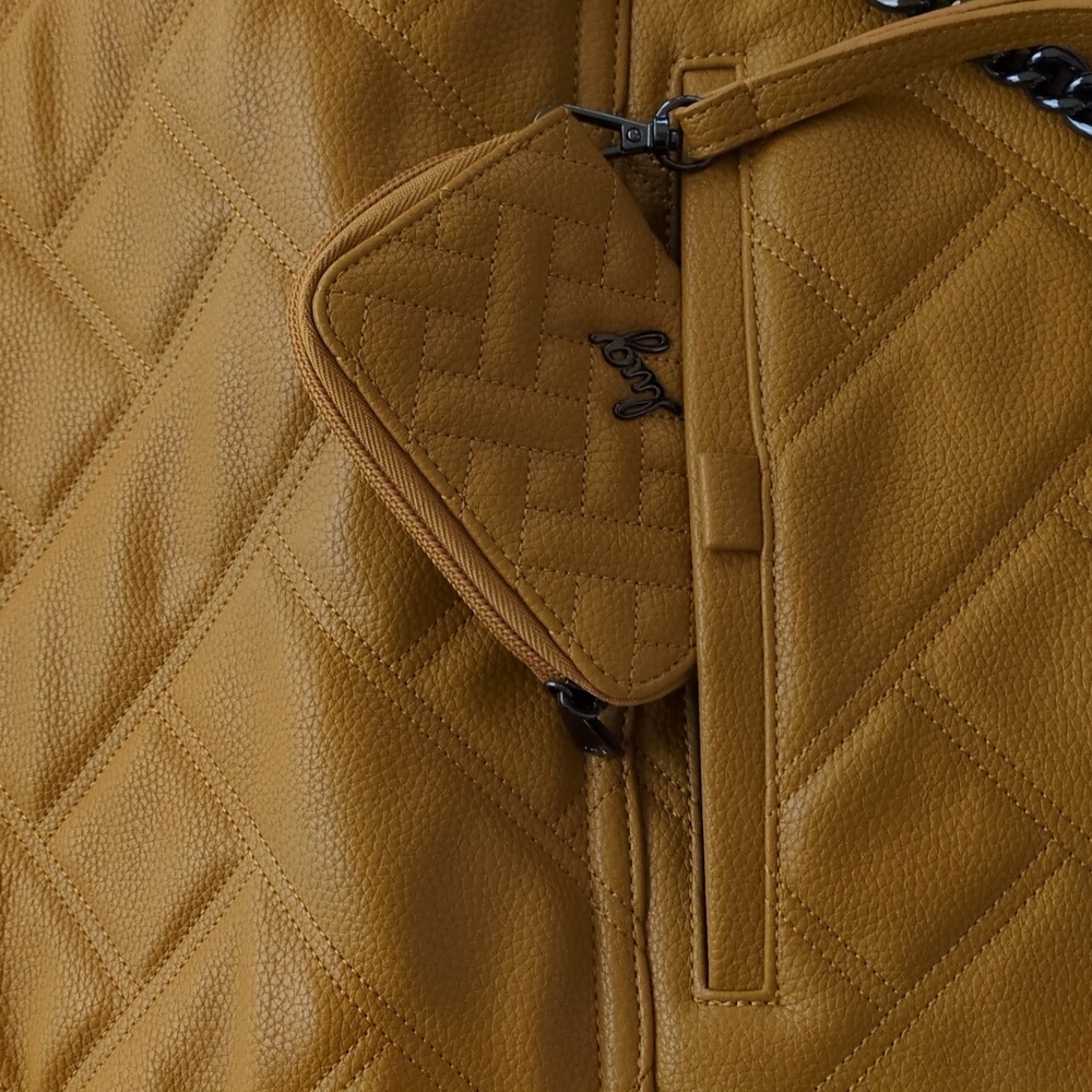 Lug Mustard Quilted Bag with Gunmetal Chain Strap And RFID Card Purse NWOT - Picture 5 of 10